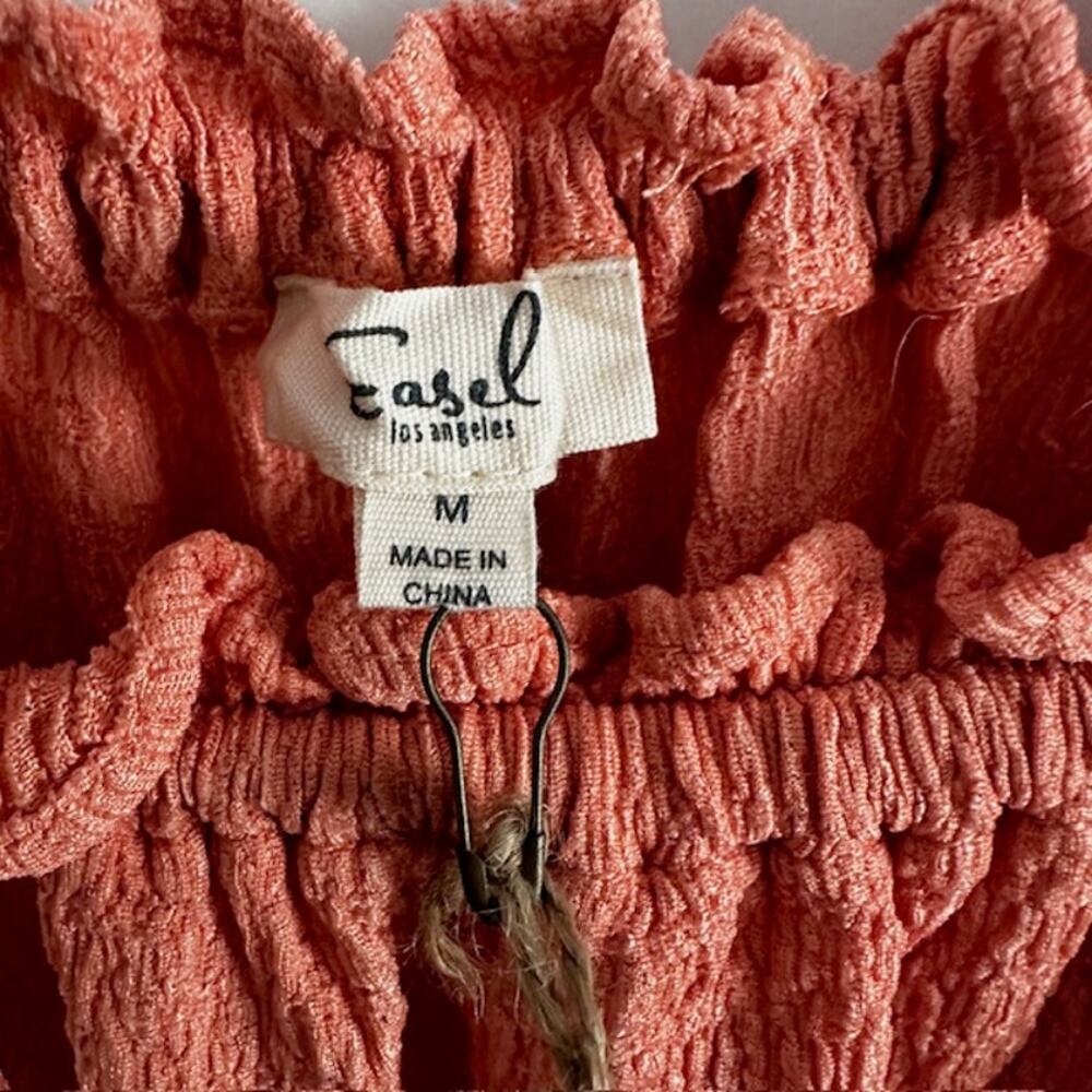 Easel NWT Coral Gauze Textured Boho Top Medium - Picture 5 of 9